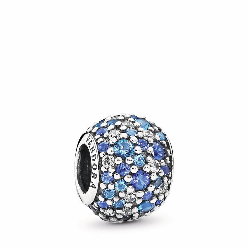 Pandora Sky Mosaic Pavé Charm Ireland - Sterling Silver/Blue/Mixed Stones/Cubic Zirconia - 325618EBC